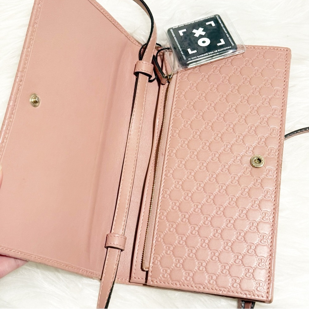 Gucci Micro GG Guccissima Pink Leather Crossbody / Wallet (GUC) - Picture 9 of 16